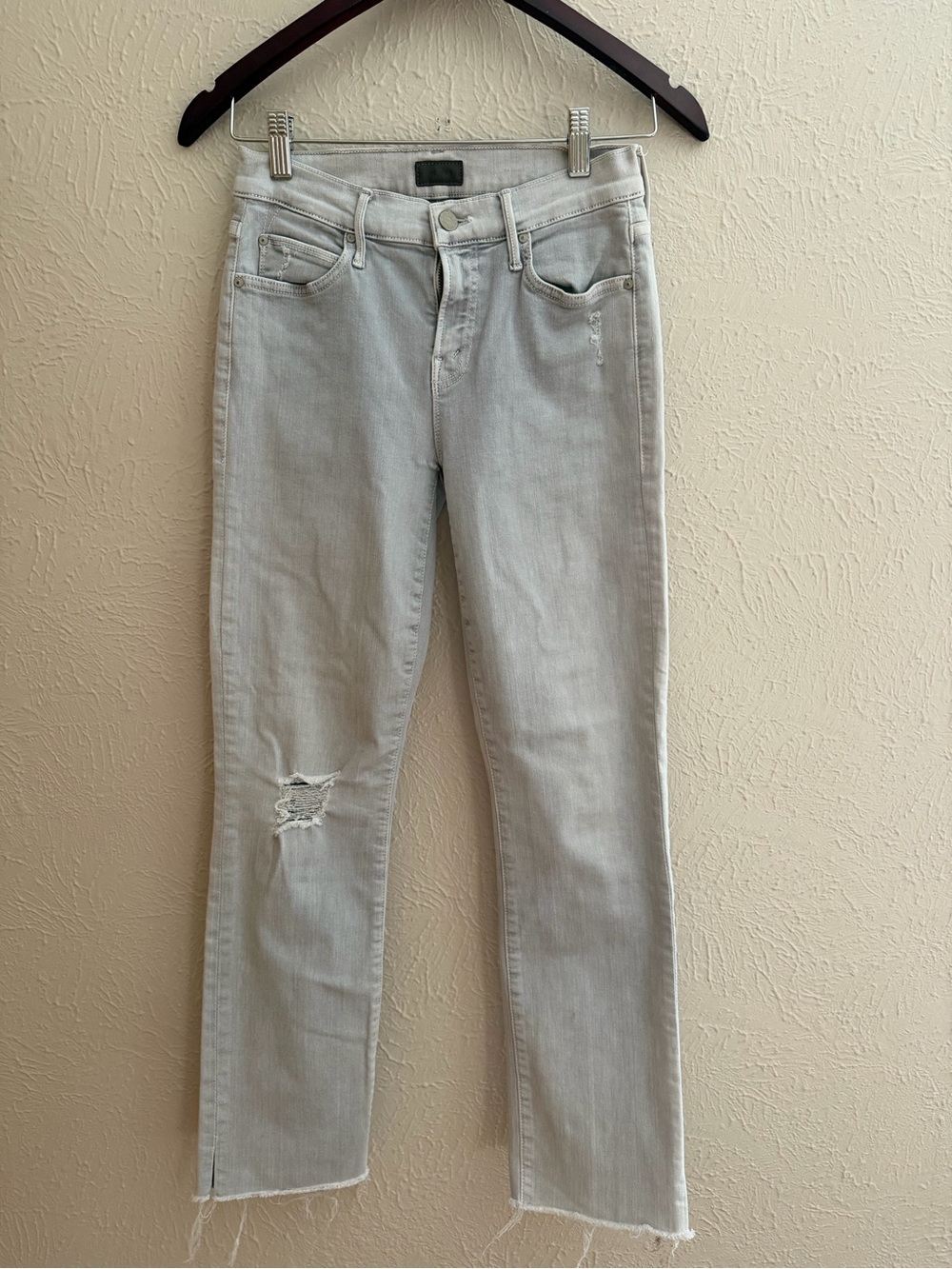 MOTHER The Rascal Ankle Snippet Jeans | Size 25 | Light Gray Overcast